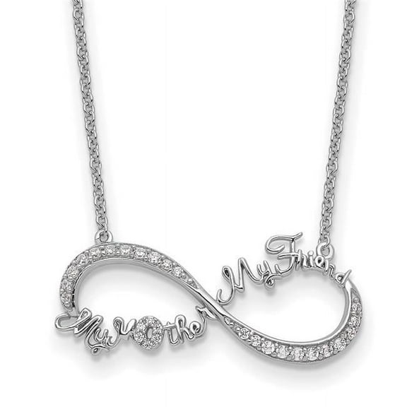 Sentimental Expressions Sterling Silver Rhodium-plated CZ My Mother My Friend 18in Necklace 18 Inches