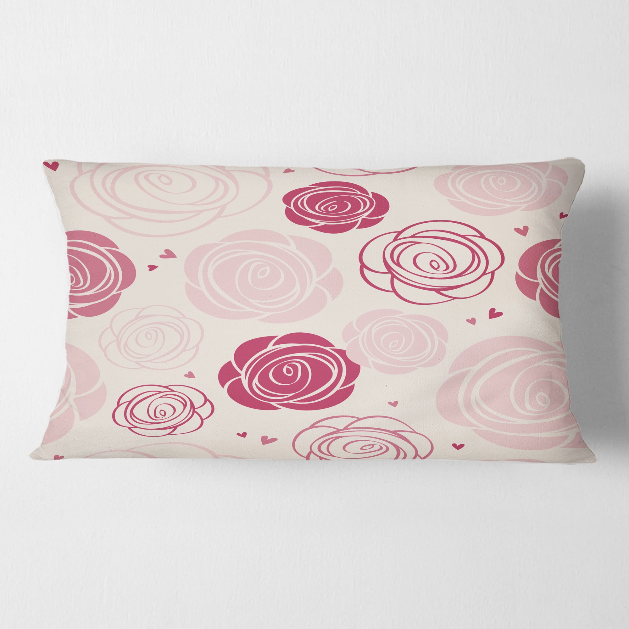 Designart roses pattern' Mid-Century Modern Throw Pillow - 12x20