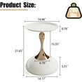 thumbnail image 2 of Round Side Table, Small Cream End Table with Metal Pedestal, Modern Martini Table for Small Space Living Room, Bedroom, Easy Assembly 15" x 21.6" Drink Table, 2 of 7