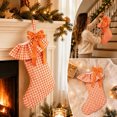 thumbnail image 5 of Christmas Stocking, Plaid Ruffle Mantel Stocking, Checked Stocking with Layered Ruffle Cuff Bow Accent and Hanging Loop for Fireplace, Soft Fabric with DetaiLED Seasonal Styling, 5 of 7