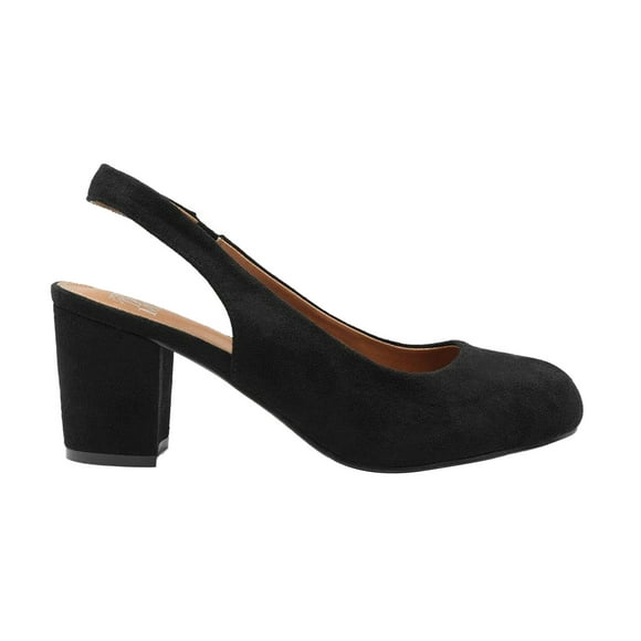 Where's That From Womens Edith PU Sling Back Extra Wide Block Heel Shoes