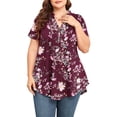 thumbnail image 3 of TARAINYA Plus Size Blouses for Women Button Short Sleeve Shirts Casual V Neck Tunic Tops, 3 of 10