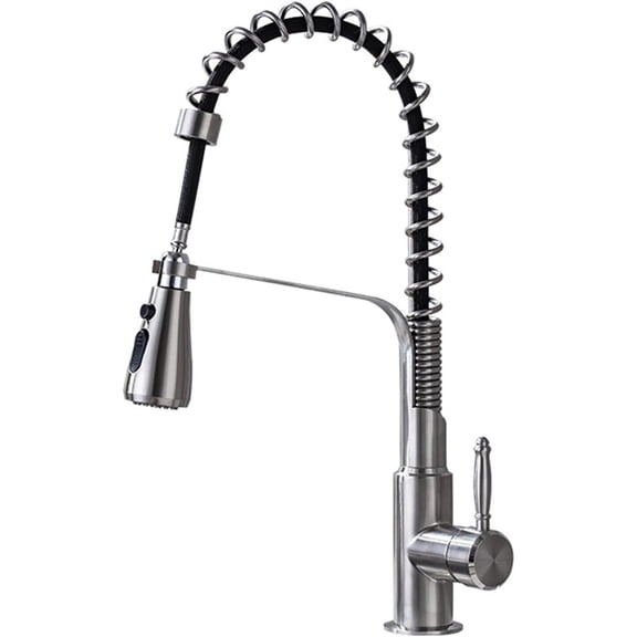 Commercial Kitchen Faucet with Dual Function Pull Down Sprayer, High-Arc Single Handle Single Lever Spring Kitchen Sink Faucet with Pull Out Sprayer,Black