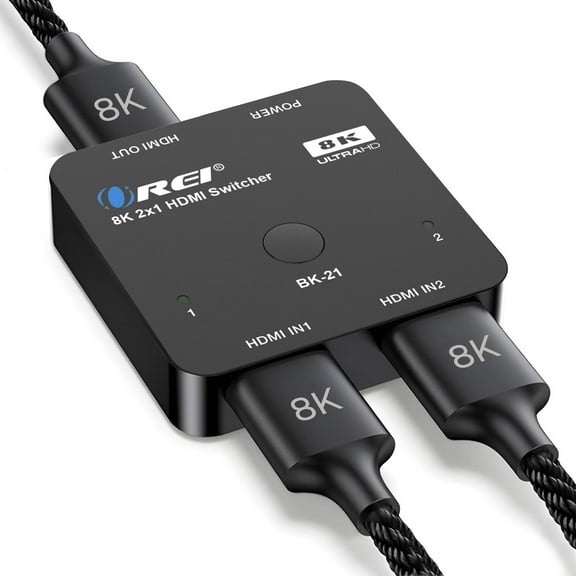 OREI 2 in 1 out 8K HDMI Switch with Audio Extraction, EDID management, HDR10  & Dolby Vision (BK-21)