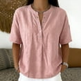 thumbnail image 2 of GUACER Tops for Women Button Down Short Sleeve Henley Shirt, Summer Loose Fit Casual Blouse, 2 of 6