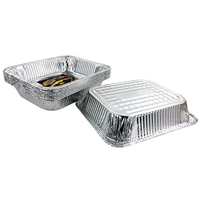 Aluminum Foil Pans - Half-Size Deep Disposable Steam Table Pans for Baking,  Roasting, Broiling, Cooking, 12.75 x 10.25 x 2.56 - Heavy Duty Made in USA