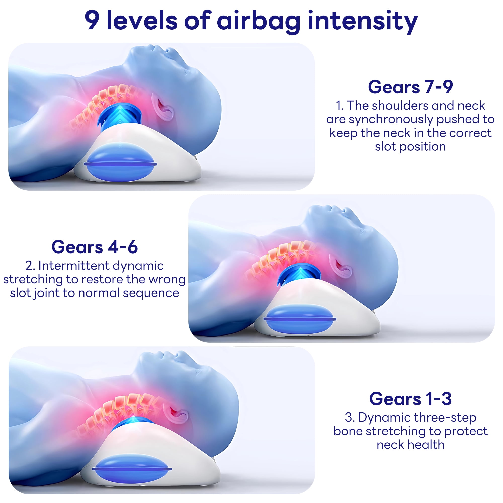 INSMART EMS Neck Massager, Portable Cervical Neck Stretcher with Airbag Massage, Smart Heat & 9 Intensity Levels for Shoulder Neck Relief