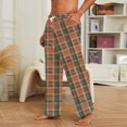 thumbnail image 4 of Fabrcox Mens Fleece Pajama Pants Plaid Baggy Men Sleep Pants Drawstring Casual Cozy Fall Winter Warm Wide Leg Mens' Lounge Pants, 4 of 5