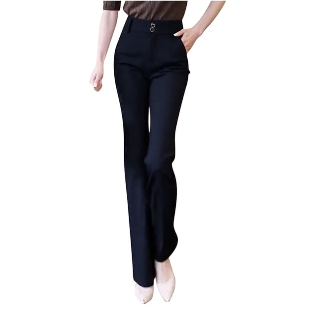 Yuyuzo Women's High Waisted Straight Leg Business Formal Office Work Pants, Solid, Large
