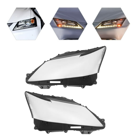 Lexus IS250 Halogen Headlight Lens Covers for 2012-2015 Lexus GS250 GS350 GS450H, Left & Right Side, Black and Clear, Direct Replacement
