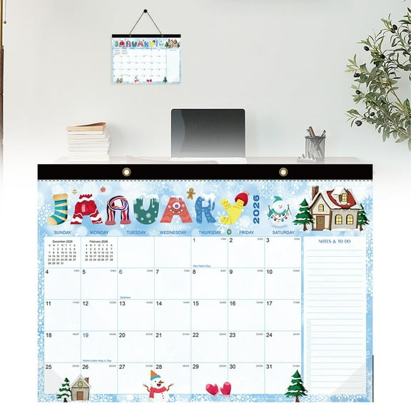 Large Desk Calendar 2026-2027,18 Months from Jan. 2026 to Jun. 2027, 17.71 x 12.79 Inches Desktop Wall Calendar Hanging Planner with Julian Date, Notes, Corner Protectors for School Home Office