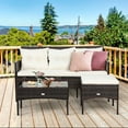 thumbnail image 2 of Costway 3PCS Patio Rattan Furniture Set 3-Seat Sofa Cushioned Table Garden, 2 of 12