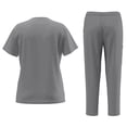 thumbnail image 4 of Scrubs for Women Set 2 Piece Stretch V Neck Scrub Top Jogger Pant with Cargo Pockets 2025 Gray L, 4 of 4