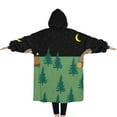 thumbnail image 2 of Oversized Wearable Blanket Hoodie,Green Bigfoot and Campfire Pattern Sherpa Blanket Hoodie with Super Pockets,Super Warm Fuzzy Pullover for Women & Men, 2 of 6