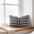 thumbnail image 3 of Striped Bow-Decorated Pillowcase 50x33cm Soft Velvet Bolster Pillow Suitable For Sofas Beds And Home Decor, 3 of 7