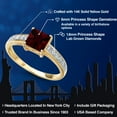 thumbnail image 2 of Gem Stone King 14K Yellow Gold Red Garnet and White Lab Grown Diamond Engagement Ring for Women | 1.70 Cttw | Princess 6MM | Gemstone January Birthstone | Size 8, 2 of 6