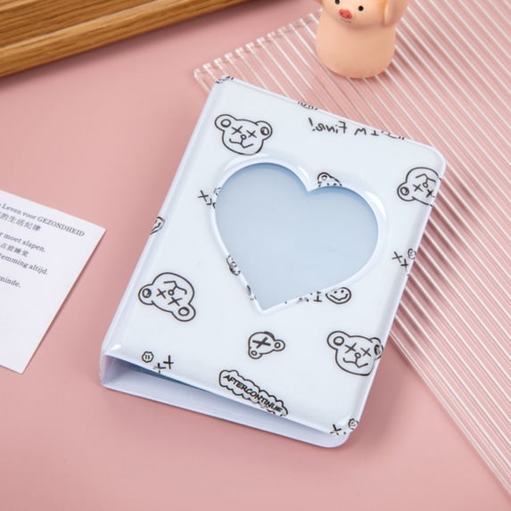 3 Inch Mini Picture Case Heart Shape Photo Card Holder Hollow Photo Storage Card Holder Photo Album Card Binder D