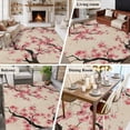 thumbnail image 3 of Rectangle Rug 6x9ft Area Rug, Country Blossom Cherry Flower Area Rugs for Living Room Bedroom, Spring Pink Floral Retro Linen Floor Mat Non-Slip Non-Shedding Carpet Indoor Accent Rugs, 3 of 9