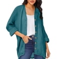 thumbnail image 3 of Lutiedan Long Sleeve Cardigans for Women Cotton Button Down High Low Cardigan Fall Casual Baggy Solid Cardigan,Army Green,L, 3 of 6