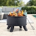 thumbnail image 1 of MF Studio 26" Metal Iron Round Fire Pit Deep Bowl Wood Fireplace with Mesh Screen and Poker Suitable for Outdoor Camping, 1 of 5