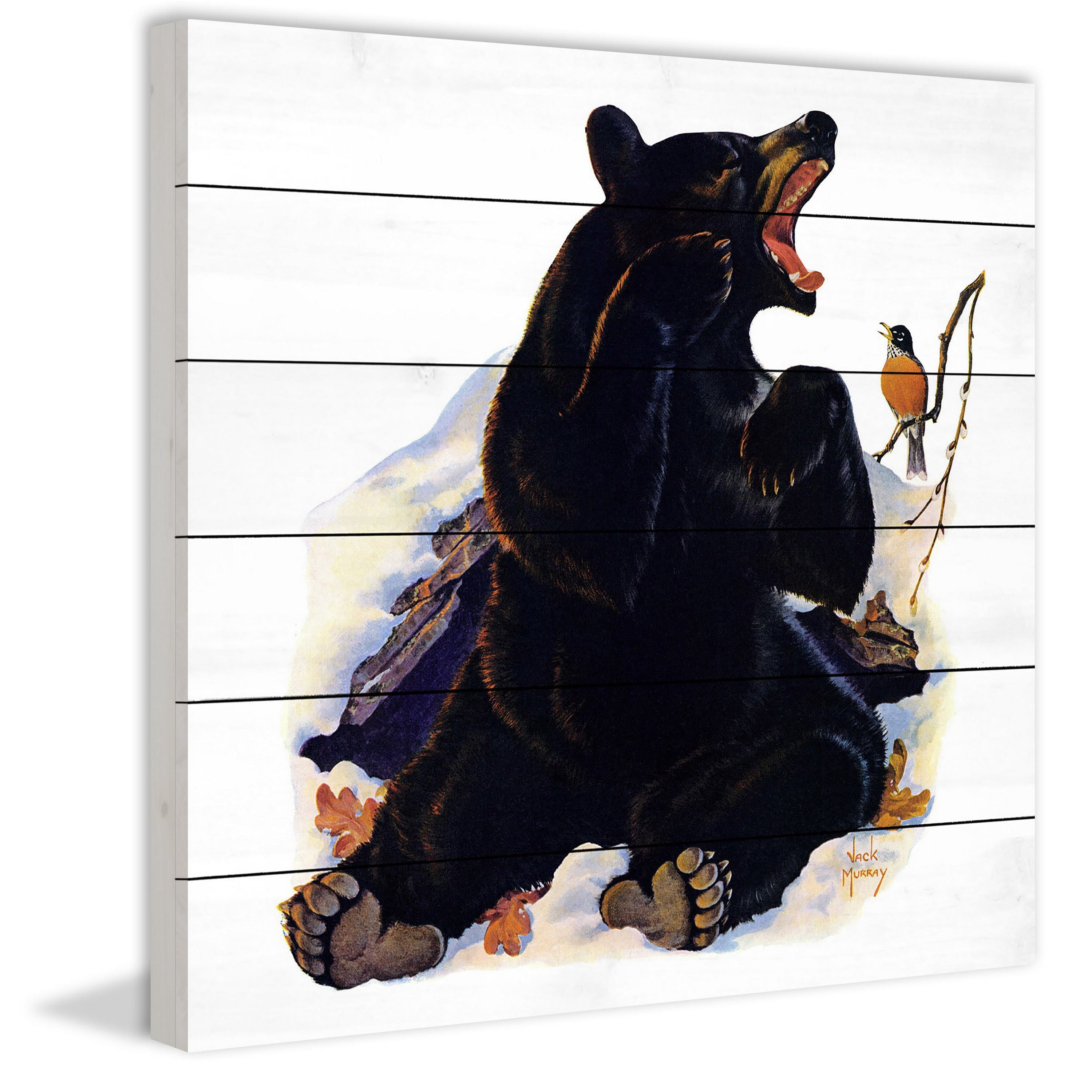 Marmont Hill "Bear Awakens" Painting Print on White Wood