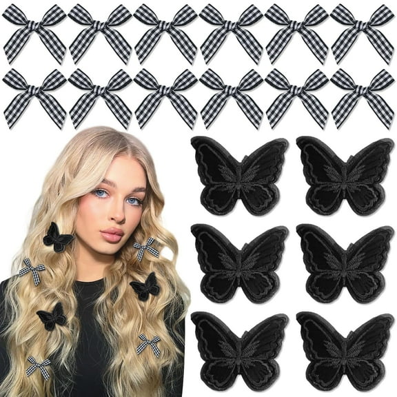 Dalrosia 18PCS Bow Hair Clips Lace Embroidery Butterfly Hair Clips Satin Bowknot Hair Bow Mini Hair Barrettes for Girls
