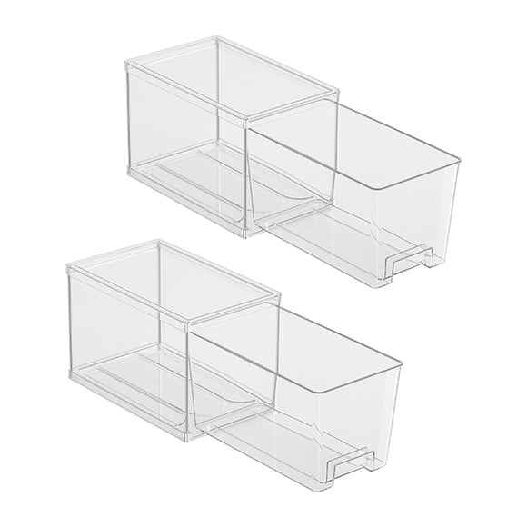 Cajas organizadoras para refrigerador (paquete de 2), cajas de almacenamiento con cajón, contenedores acrílicos transparentes versátiles, apilables pa
