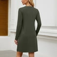 thumbnail image 5 of hotojiny Women's Crewneck Dress Casual Long-Sleeve Solid Color Above-the-Knee Dress Classic Fit Side Slit Tshirt Dresses, 5 of 6