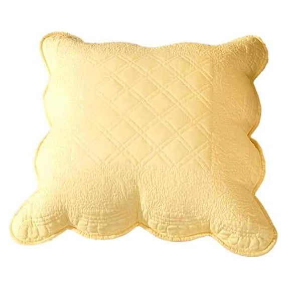 Tache Quilted Solid Yellow Buttercup Matelasse Decorative Square 26x26 Euro Sham 1 Piece 26 x 26