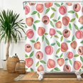thumbnail image 2 of Peach Shower Curtain, Watercolor Fruits Shower Curtain for Bathroom Waterproof Fabric Green and Pink Shower Curtain Set with Hooks, 72x72 Inch, 2 of 6