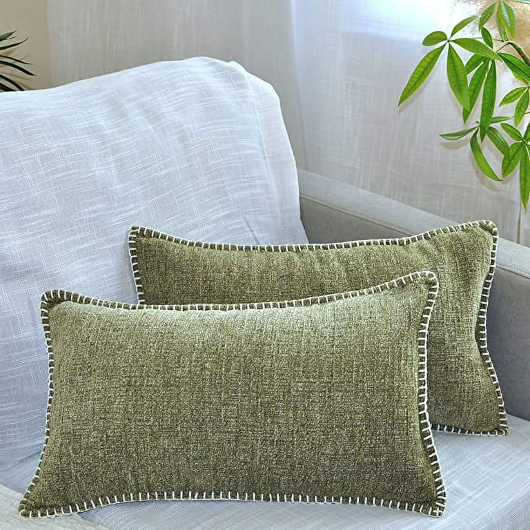 Lumbar Support Pillow Decorative Rectangle Throw Pillow Covers 12x20 Inch  Set of 2,Super soft Chenille Fall Pillowcase for Living Room Bedroom Sofa