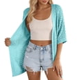 thumbnail image 2 of Swimsuit Coverup for Women Short Sleeve Lightweight Open Front Crochet Knit Kimono Cardigans Beach Cover Up, 2 of 4