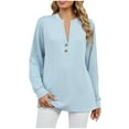 thumbnail image 2 of RXIRUCGD Mode Décontractée pour Femmes Sweat-Shirt à Manches Longues Col en V Confortable, Bleu Ciel, Taille: m, 2 of 9