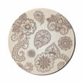 thumbnail image 1 of Floral Mouse Pad for Computers, Flowers and Paisley Pattern Doodles in Various Shapes and Designs Monochrome Image, Round Non-Slip Thick Rubber Modern Mousepad, 8" Round, Beige Brown, by Ambesonne, 1 of 2