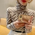 thumbnail image 3 of Yokua Turtleneck Sweater for Women Lightweight Animal Striped Slim Fitted Jumper Top, 3 of 14