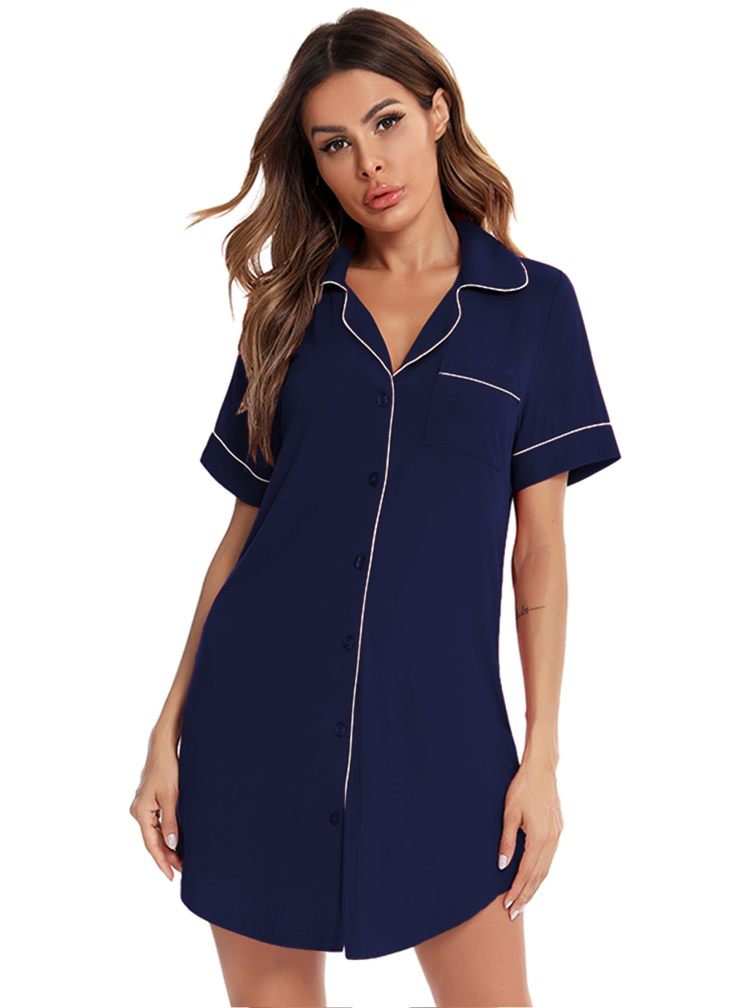 short sleeve button down nightgown