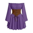 thumbnail image 2 of SEAOPEN Womens Corset Dress Medieval Renaissance Dresses Off Shoulder Bell Sleeve Victorian Gothic Costume Lace-Up Dress Purple,XXL, 2 of 3