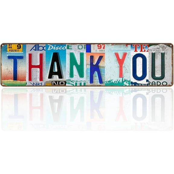 Vintage Thank You Metal Tin Signs Street Sign for Decoration Wedding Party Home Wall Decor Thank You Gift Thankful Sign 16 x 4 Inches