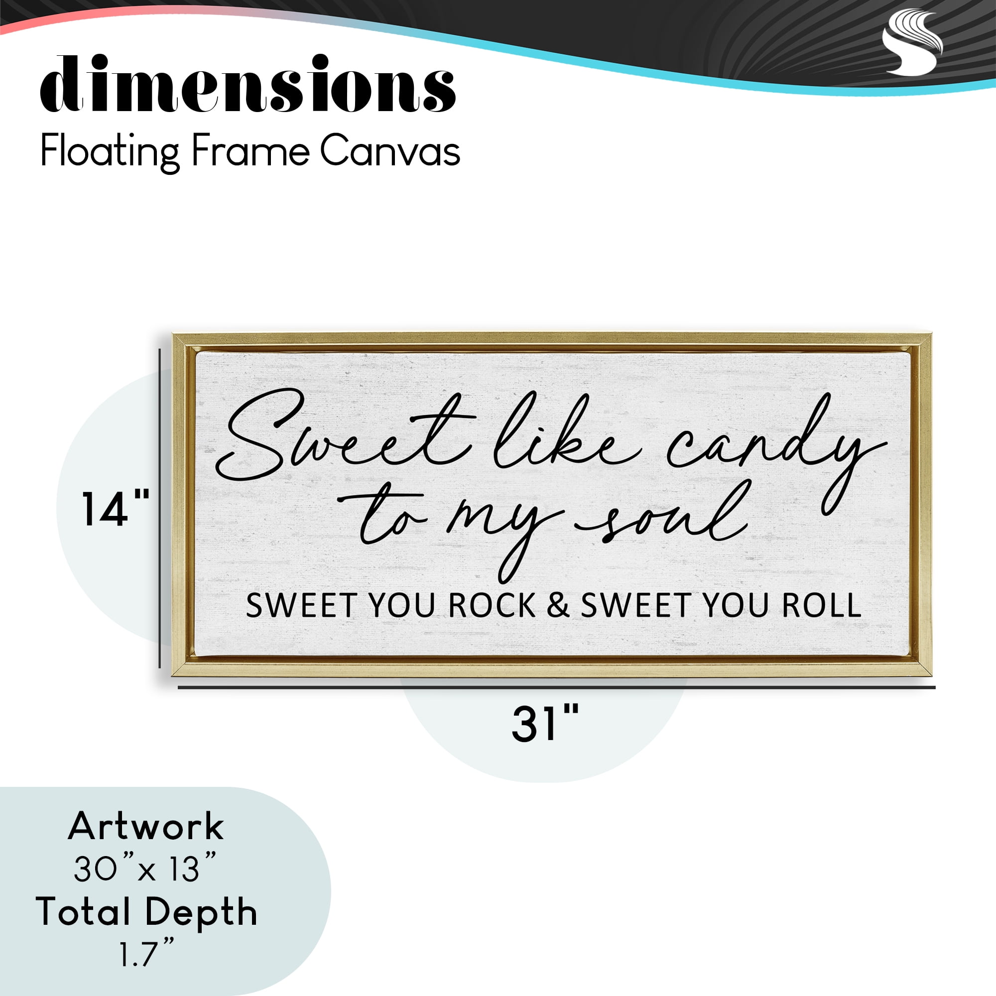 Sweet Like Candy Song Lyrics Gold Framed Floater Canvas Wall Art, design by Lettered and Lined