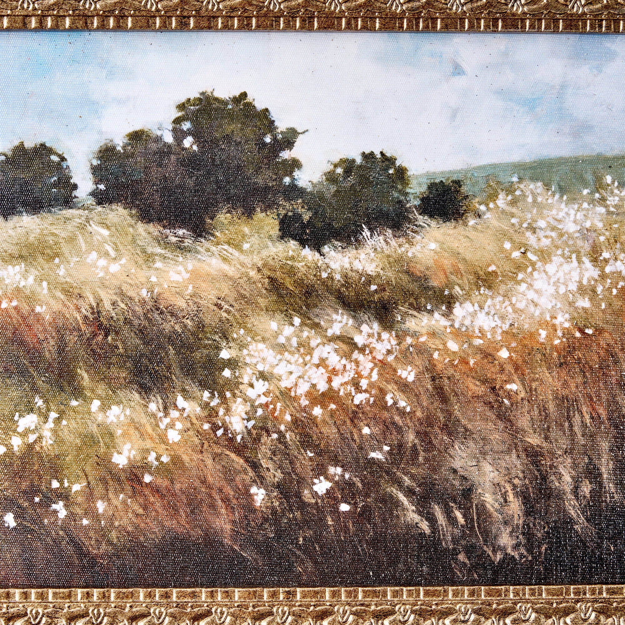 Home Decor Collection Calm Meadow Landscape Wall Art, Nature Canvas Print with Wood Bronze Frame, Farmhouse Decor, 11x14