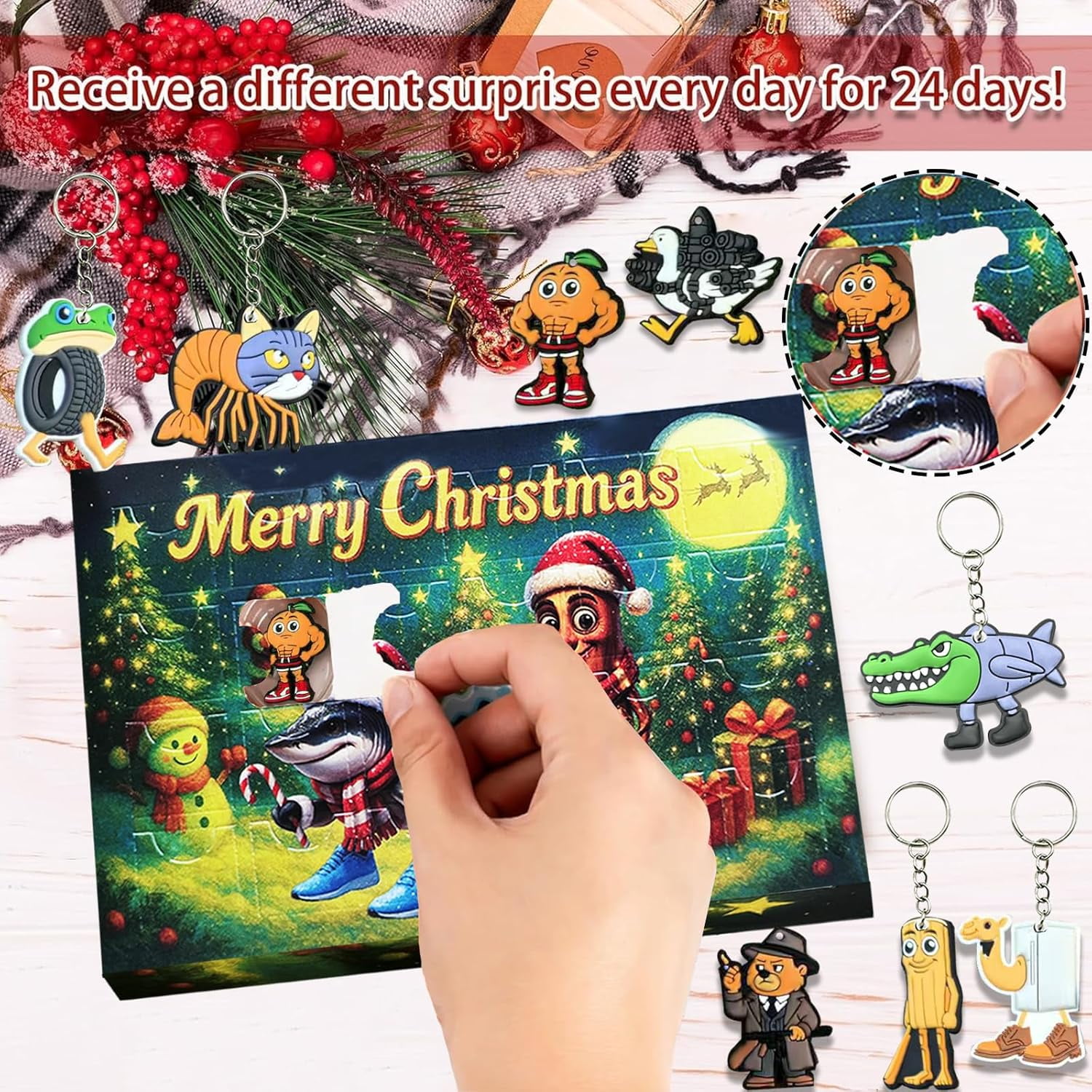 Brainrot Advent Calendar for Kids, Mystery Mini Figurines Blind Box Set, Cute Collectible Desk Display Characters, Christmas Gift for Children Boys Girls Ages 3+, Holiday Stocking Stuffer Surprise