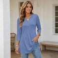thumbnail image 6 of 3/4 Length Sleeve Womens Tops V Neck Shirts Dressy Casual Fashion Trendy Curved Hem Shirts 2026, 6 of 7