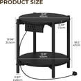 thumbnail image 2 of LIKIMIO Small Round Side Table with Charging Station, 2-Tier End Table with Lower Shelf, 15.8" W Modern Wooden Nightstand for Small Spaces, Living Room, Bedroom, Black, 2 of 8