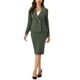thumbnail image 1 of Conjunto de traje de trabajo para mujeres INSPIRE CHIC de 2 piezas, chaqueta de blazer con ribete de tweed y falda, talla XS, verde, 1 of 6