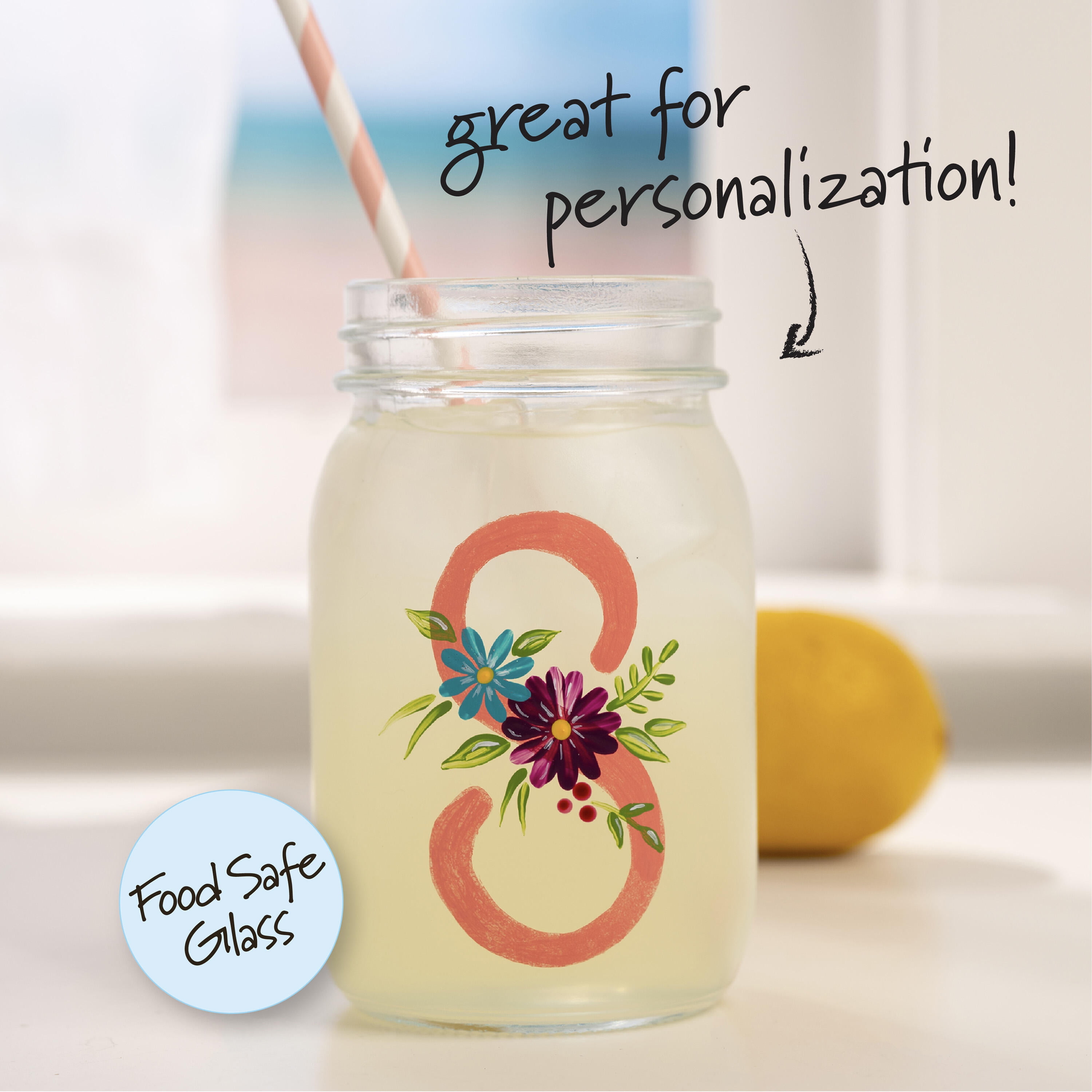 (4 pack) Plaid Surface Glass Mason Jar, 16 oz, 1pc