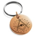 thumbnail image 1 of Stainless Steel Freemasons Masonic Lotus All Seeing Eye Engraved Small Medallion Circle Charm Keychain Keyring, 1 of 1