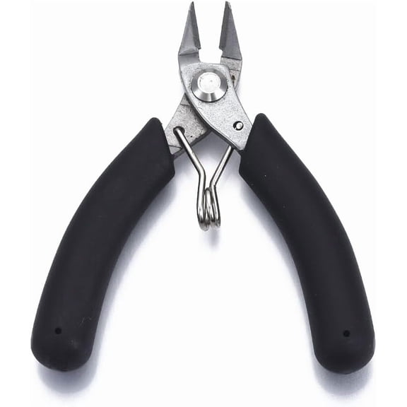 1Pc Stainless Steel Diagonal Cutting Pliers 3.5 Inch Jewelry Pliers Mini Flush Cutter Soft Grip PVC Handle Black Jewelry Making Tools
