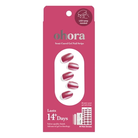Ohora Semi-Cured Gel Nail Kit, Pink Chrome, 30 Count