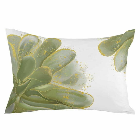 Sage Green Gold Throw Pillow Cover 24 x 36 Inch Decorative Pillow Cover Aesthetics Flower Boho Watercolor Art Lumbar Pillowcase Seasonal Rectangle Cushion Case for Couch Sofa Bed Living Room