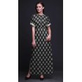 thumbnail image 4 of Bimba Rayon Floral Block Smocked Waist Printed Gown Maxi Side Slit LadiesÂ&nbsp;Dress-Medium, 4 of 6